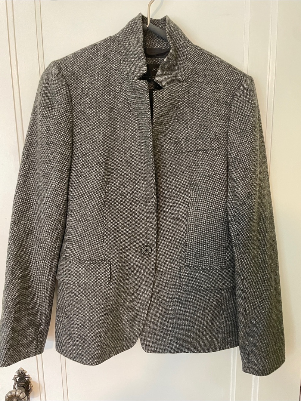 J. Crew Gray Herringbone Pea Coat Blazer